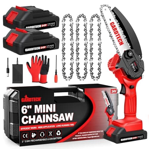 GARDTECH Mini Chainsaw 6 Inch, Cordless Portable Electric Chain Saw, Handheld Electric Chainsaws with Upgraded 4 Chains 2 Batteries Good for Olders, DIYer, Gardeners Continuously 2 Hours Work