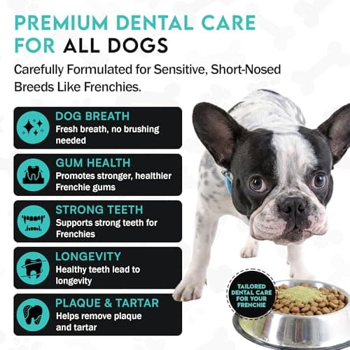 Dog Teeth Cleaning Powder–Natural Dog Dental Powder for Teeth Cleaning, Breath Freshener & Plaque Remover–Tartar Control, Oral Care &Bad Breath Treatment-French Bulldog Optimized Great for all breeds - Thumbnail 2