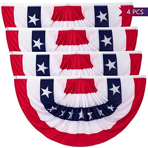 3 x 6 Ft Bunting Flags, Large Patriotic USA Pleated Fan Flags, 4th of July Decorations Bunting Banner Half Fan Flag for Independence Day Memorial Day 250th Anniversary Outdoor Home Door Yard Decor (Set of 4) - Image 1