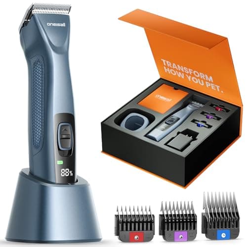 oneisall Professional Dog Grooming Clippers, Cordless Professional Dog Clippers for Grooming, 2-Speed Heavy Duty Clippers for Thick Curly Matted Coats, A5 Blade, Detachable Batteries, Metal Combs - Image 1
