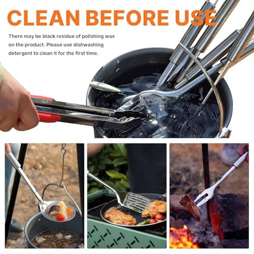 GAIALOOP Camping Cooking Utensils Set 32 PCS Camp Kitchen Cookware Kit with Organizer Bag, Portable RV Camping Essentials Camper Must Haves for Cookouts Open Fire Pit - Thumbnail 5