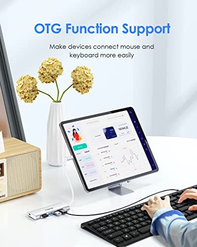 Lention USB C Hub, 5-in-1 USB 3.0 Hub, USB Splitter for Laptop, USB Multiport Adapater Type C Charging Port Compatible with 2025-2016 MacBook Pro/Air, 2026 MacBook Neo, Mac mini, Surface, More(Silver) - Thumbnail 4