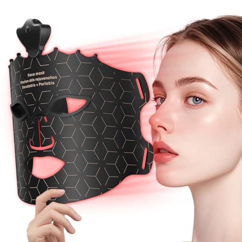Cordless Red Light Mask for Women 25+ Anti-Aging, At-Home & Travel Red Light Facial Mask Skincare Tool with 7 Color Modes, Soft Flexible, Lightweight, Portable & Rechargeable for Daily Facial Care