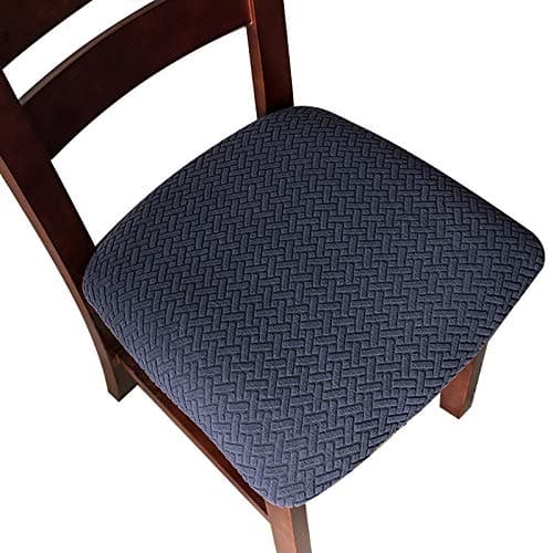 Genina Seat Covers for Dining Room Chair Seat Slipcovers Kitchen Chair Covers (Navy Blue, 6 Pcs)