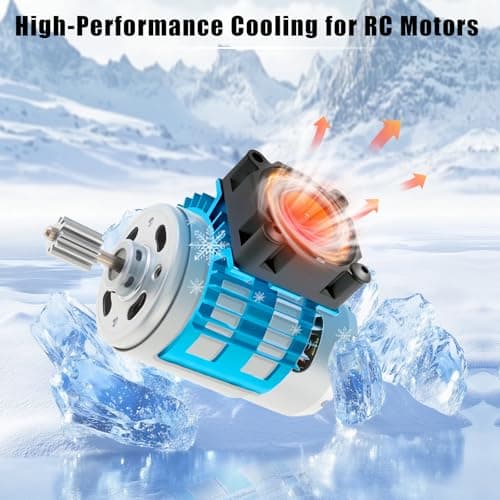Alloy Heat Sink with 5V Cooling Fan for Traxxas Trx4 Slash ARRMA SCX10 and 1/10 RC Car - Compatible with 540, 550, 3650 Size Brushless Motor(Blue) - Thumbnail 4