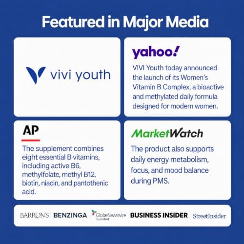 VIVI Youth Women's Vitamin B Complex - Methylated B with BioActive B12 & Methylfolate for Morning Energy, Afternoon Focus & PMS Mood Swings- MTHFR Friendly for Busy Women - 60 Vegan Capsules - Thumbnail 3