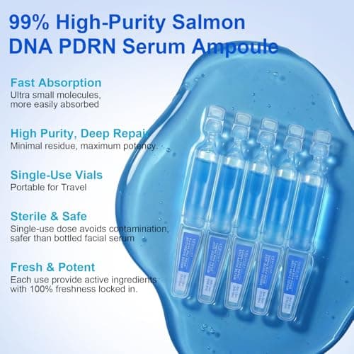 Salmon DNA PDRN Anti-Aging Facial Serum, 10,000ppm Salmon Egg DNA Ampoule, 3000ppm Collagen, Peptide, Glutathione, Niacinamide -Wrinkles, Firming, Radiance Skincare, 0.05 fl.oz x 30e - Thumbnail 3