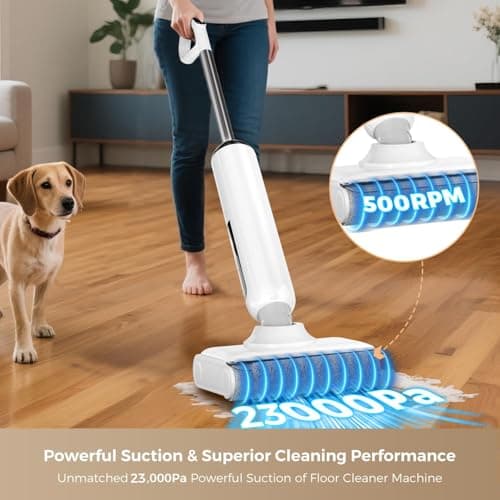 HABIUBIU Wet Dry Vacuum Cleaner, 23KPa Vacuum and Mop Combo, 180° Lay-Flat Design with Edge Cleaning, Self-Cleaning Vacuum Mop for Hard Floors, Up to 35 Min Runtime, LED Display & Voice Prompts - Thumbnail 2