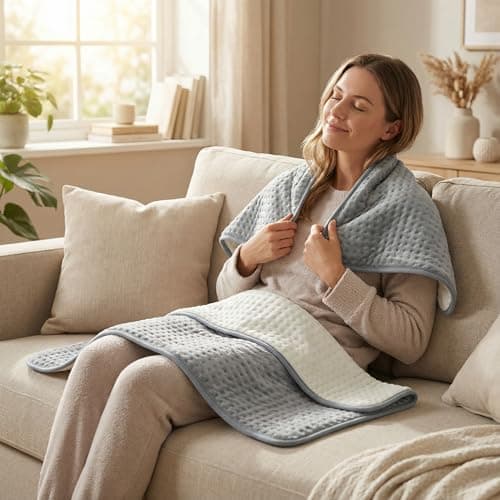 Large Heating Pad, 21"x41" Extra Large Heating Pad for Back Pain Relief Electric Heating for Period Cramps Shoulders Pain Relief Moist/Dry Heat 10 Heat Setting Auto Shut Off Gift for Women Men - Thumbnail 6