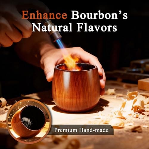 Charred Wooden Bourbon Drinking Glass - Premium Bourbon Gifts for Men - Handcrafted Wooden Whiskey Glasses & Whisky Tumbler for Whiskey Lovers Dad Boyfriend Husband Friend - Thumbnail 2