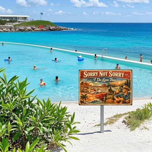 Sorry Not Sorry I Do Love This Tin Sign Vintage Road Trip Metal Wall Art Retro Outdoor Scene Decorative Plaque Funny Quote Sign for Home Cabin Garage Wall 8x12 Inch - Thumbnail 4