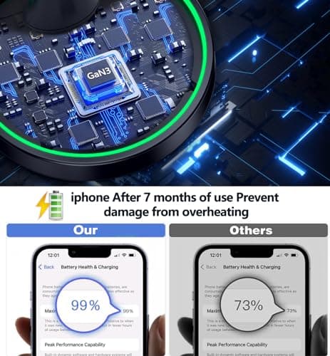 Magnetic Wireless Charger Stand 15W Fast Mag-Safe Charger for iPhone 17/17 pro/ 17 Air/ 17 pro max 16/15/14/13/12 Series Magnet Wireless Charging Station/Pad with Sleep-Friendly Light for AirPods - Thumbnail 5