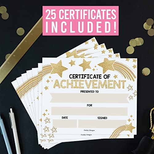 Classroom Award Certificates for Students -25 Certificate of Achievement Awards, Gold Star Certificate Paper, Preschool Graduation Certificates for Kids, Kindergarten Diploma, Star Student Honor Roll - Thumbnail 4