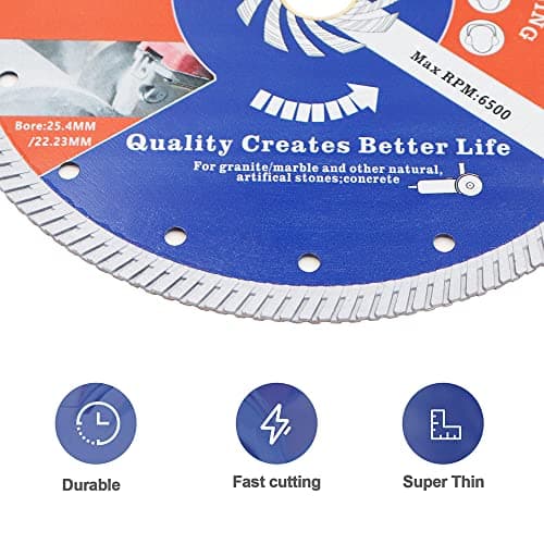 BRSCHNITT Diamond Blade for Masonry, 9 Inch (230mm) with Arbor 1"-7/8" Dry/Wet Continuous Rim Diamond Cutting Disc for Granite, Marble, Stone, Reinforced Concrete - Thumbnail 6