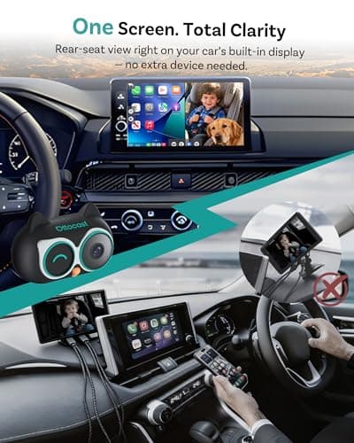 OTTOCAST Baby Car Camera &Wireless CarPlay Adapter,1080P HD Rear Seat Monitor Display on Car Screen,150°Wide Angle No-Glow Night View, Safety for Kids & Infants - Thumbnail 5