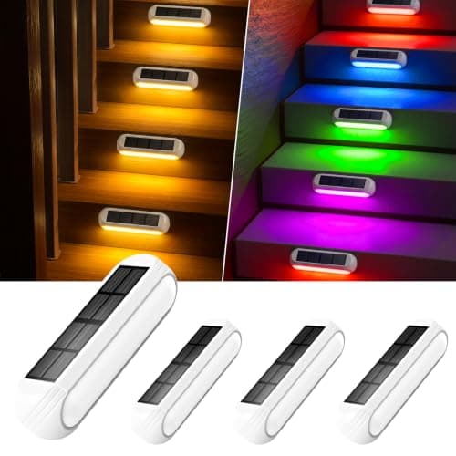 AHAORIGIN Outdoor Solar Lights for Outside, 10 Pack Bright Solar Fence Lights with Multi-Color Changing & Warm White Mode, Upgraded Solar Step Lights Outdoor Waterproof for Garden Deck Post Stair Wall - Image 1