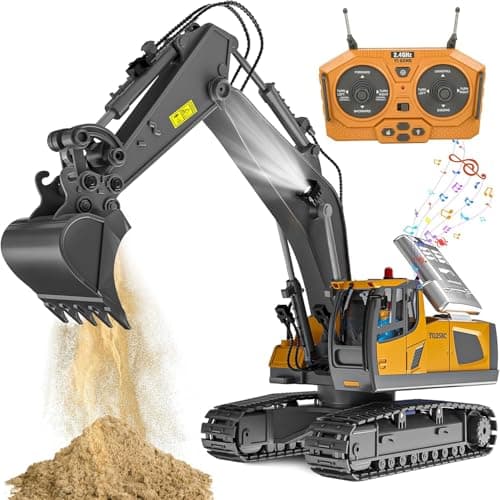 ADTHLIER Remote Control Excavator Toy for Boys 6-11 yrs Old,11-Channel RC Excavator Toy,with Metal Shovel,2.4Ghz RC Construction Vehicle,Ideal Gifts for Kids on - Image 1