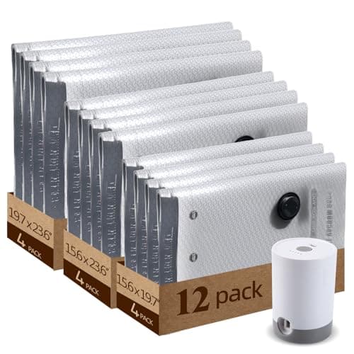 12 Pack Vacuum Storage Bags For Travel With Rechargeable Pump Compression Bags for Clothes & Blankets, Luggage Space Saver for Seasonal Storage & Long Haul Travel - Image 1