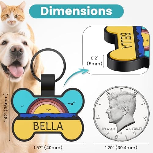 GiSUREY Silicone Dog Tags Personalized for Pets - Silent Dog Cat Name Tag with Deeply Engraved - Soft Pet ID Tags for Collars with Art Design Pattern (Bone) - Thumbnail 3