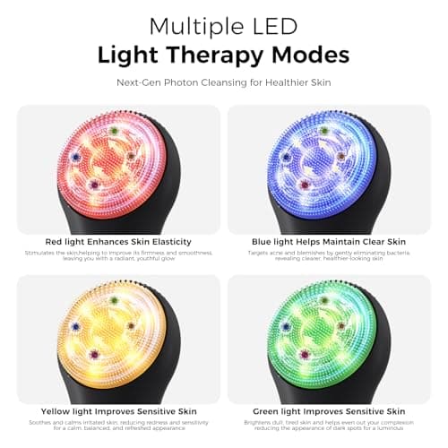 Face Scrubber Facial Cleansing Brush - Waterproof and Rechargeable Face Cleansing Brush with 4 LED Gentle Light, Cleansing, Exfoliating and Massaging, Electric Face Scrub Brush for Men & Women - Thumbnail 2