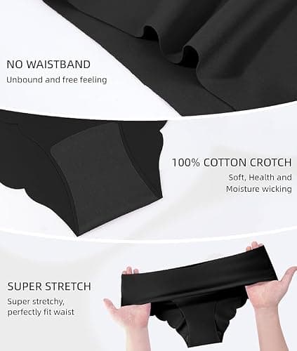 Riozz Sexy Seamless Underwear Wave Edge No Show Bikini Panties V-waist Ice Silk Hipster Lady Cheeky Invisibles Briefs 6 Pack - Thumbnail 3