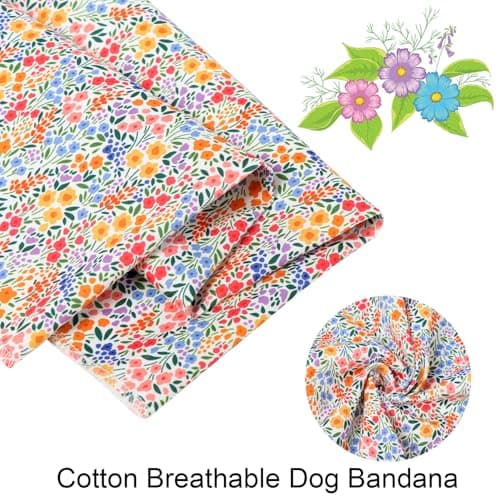 ARING PET Girl Dog Bandana, Spring Summer Daisy Floral Pet Bandana Scarf Triangle Bibs for Puppy Small Medium Large Dogs-L - Thumbnail 2