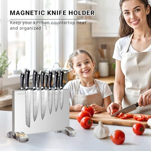 Magnetic Knife Block Stand Without Knives Double Sided Magnetic Knife Holder Rack for Kitchen Counter Stainless Steel Knife Magnetic Strip Display Stand Storage Organizer - Thumbnail 2