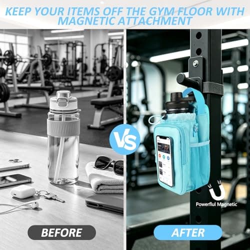 JACZZO Magnetic Gym Bag, Water Bottle Holder,Hands-Free Phone Mount,Gym Gifts for Women and Men (Blue) - Thumbnail 3