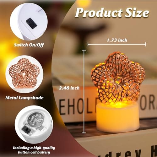 HAIDOLIANG 6PCS Flower Tea Lights Candles(Ironwork) - Thumbnail 2