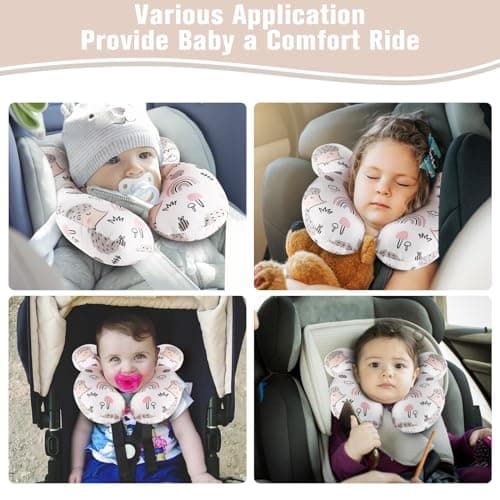 vocheer Baby Travel Pillow(Upgraded), Head and Neck Support Pillow for Pushchair, Car Seat,Stroller, Bouncer, Cotton, Hedgehog - Thumbnail 5