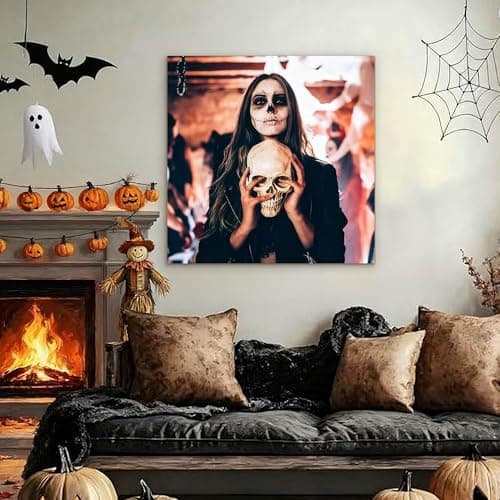 Halloween Custom Canvas Prints with Your Photos, Framed Canvas Wall Art Decorate Your Home, Halloween Interior Living Room, Bedroom and Party (16“ X 16") - Thumbnail 3