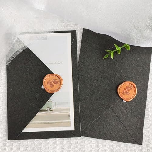 Pilloze 50 Pcs Orange Wax Seal Stickers Self- Adhesive Wedding Invitation Seal Stickers, Perfect for Wedding Invitation, Envelopes, Christmas Cards, Seating Chart, Good Adhesion and Easy to Use - Thumbnail 3