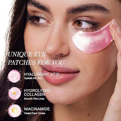 ZealSea Under Eye Patches for Puffy Eyes and Dark Circles, Collagen Under Eye Mask for Dark Circles and Puffiness, Travel Essentials, Eye Gel Pads for Spa Party, Self Care Gifts for Women, 20 Pairs - Thumbnail 4