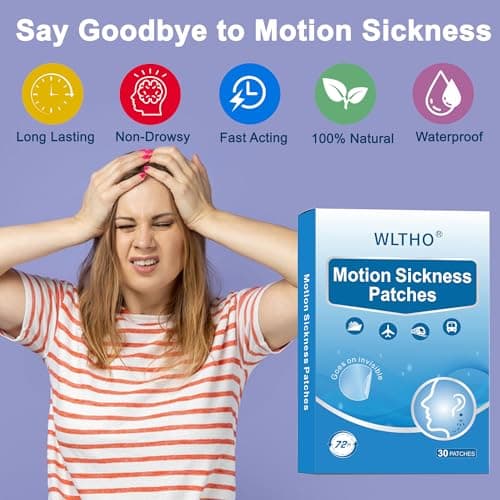 WLTHO 30ct Clear Motion Sickness Patches Non Drowsy, Sea Sickness Patch for Cruise Travel Essentials, Waterproof Patches Behind Ear, Invisible Clear Color, Long Last 72H - Thumbnail 4