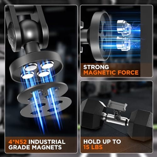 Wooerdacks Magnetic Phone Holder |Gym Cart Series |360° Magnetic Phone Mount |Rotating Fitness Mount |Universal Metal Surface Compatibility|Accommodates 3.1"-4" Phones (Long-EU) - Thumbnail 4