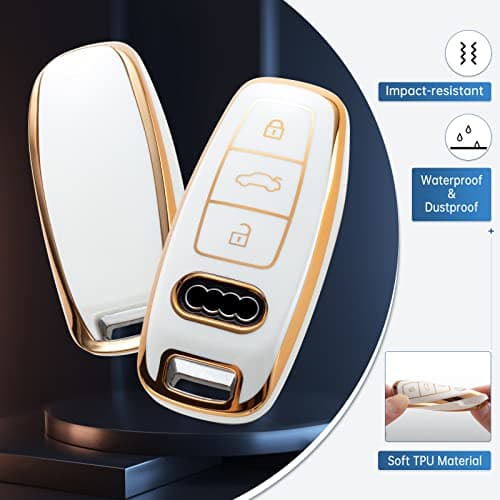 RUABIBAN Key Fob Cover Compatible with Audi, Key Case Protection Fit for A3 A6 A7 A8 E-Tron S3 S6 RS6 S7 RS7 Q7 SQ7 Q8 SQ8 Smart Key Protector - Thumbnail 3