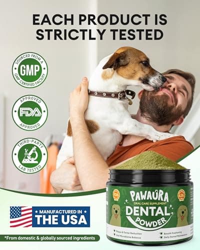 Pawaura Dog Teeth Cleaning Powder,Dog Breath Freshener with Probiotics for Targets Tartar & Bad Breath,Dog Dental Powder for Teeth Cleaning of All Breeds,90 Scoop Supply - Made in USA - Thumbnail 6