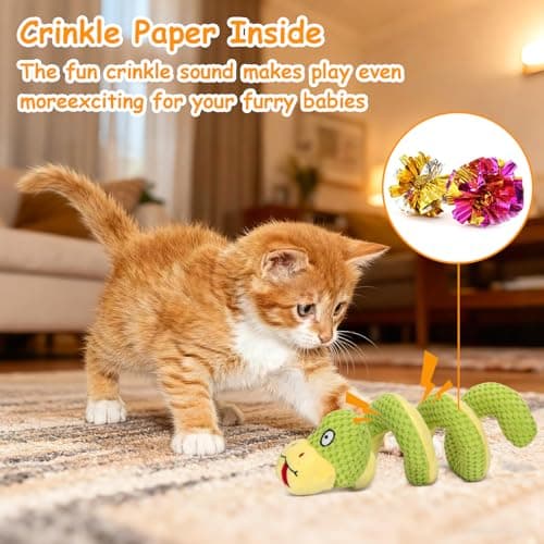 Retro Shaw 14" Large Crinkle Snake Cat Toy, Catnip & Silvervine Infused, Durable Chew Resistant Plush for Aggressive Chewers, Realistic Stuff Snake Interactive Kicker Toy for Large Indoor Cats - Thumbnail 6