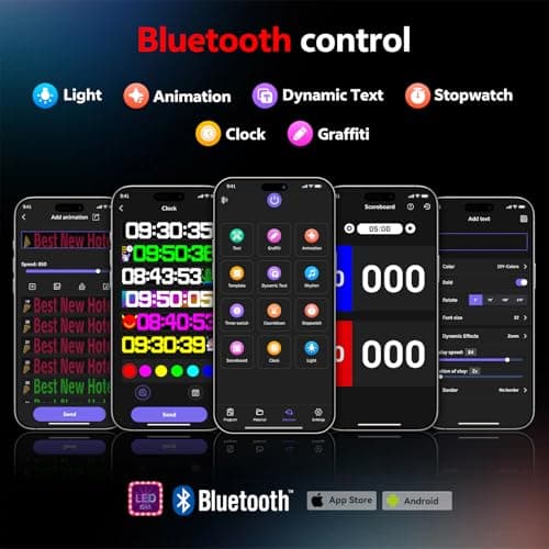 Large Programmable Indoor Window LED Sign, P5 Resolution LED Signs, Bluetooth App, for Business Bars Gaming Rooms Restaurants Festivals (49"x 8") - Thumbnail 3