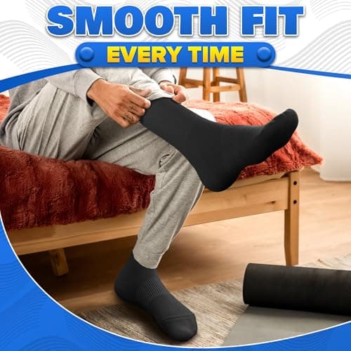 10 Pairs Black Crew Socks for Men (Size 6-11) – Breathable Black Crew Socks for Women (Size 6-11) with Extra Heel Padding, 5.9” Height – Cotton Blend with Polyester & Spandex for Comfort & Elasticity - Thumbnail 2