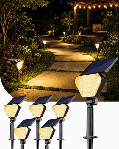 T-SUN Solar Lights Outdoor Waterproof IP65, 6Pack LED Solar Spot Lights Color Changing IP65 Waterproof Smart Auto On/Off for Outside Landscape Garden Yard Lawn Pathway Patio Driveway - Image 1