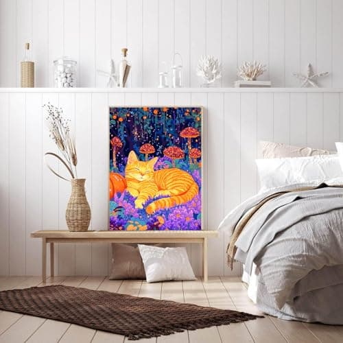 igoodom Cat Diamond Art Kits for Adults, Cat Diamond Painting Kit, Full Drill Round Diamond Art Kits, DIY Gem Art and Crafts for Home Wall Decor Gift 12x16inch - Thumbnail 3