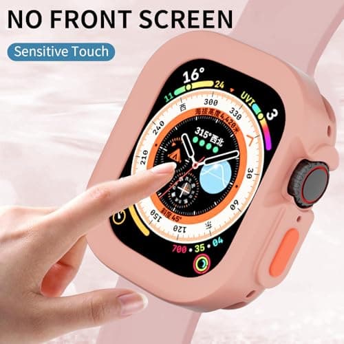 SDOCEBF Slim Flexible TPU Shockproof Bumper Cover, Rugged Case for iWatch Apple Watch Ultra 2/3, Raised Edge Ultra Thin Full Protection Lightweight Case, Pink - Thumbnail 3