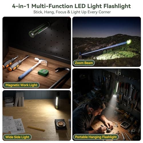 High Lumens Flashlight Rechargeable-Magnetic,Hanging,Zoom Beam,Side Light Multi-Function LED Flashlights Super Bright Powerful Waterproof Flash light for Camping,Emergency,Hiking,Dog Walking,Home - Thumbnail 3