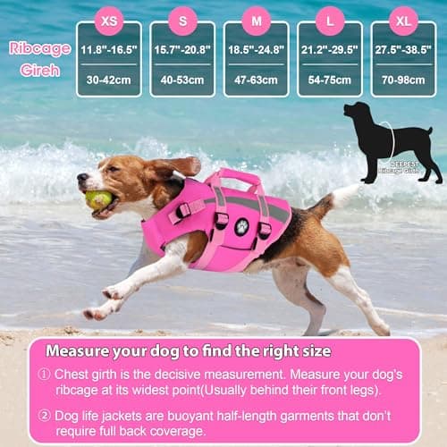 Dogcheer Dog Life Jacket for Dogs with Grab Handle and Zipper, Harness Dog Life Vest High, Buoyancy & Reflective Straps, Adjustable Swim Vest for Small Medium Large Dogs - Pink, XS - Thumbnail 6
