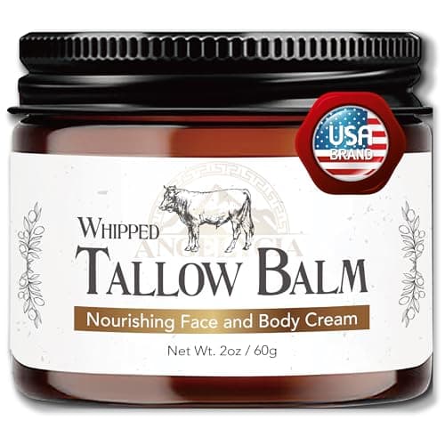 ANGELYCIA Beef Tallow for Skin | 100% Grass Fed Handmade Tallow Face Moisturizer | Face & Body | Whipped Moisturizer | 100% Natural Tallow Balm | No Parabens | Sensitive & Dry Skin, Eczema, Psoriasis