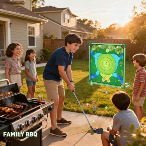 VQRZG Golf Chipping Outdoor Game, Portable Yard Practice Set, Indoor & Lawn Play for Adults and Family, Backyard, Beach, Office Party, Golf Gifts for Men (Chipping Game+2 Golf Clubs) - Thumbnail 2