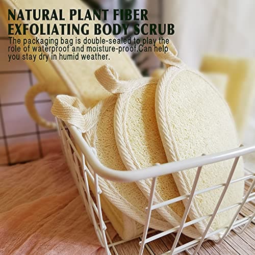 YIQINGJIE Natural Loofah Sponge Exfoliating Body Scrubber(4 Packs),Made with Eco-Friendly and Biodegradable Soft Shower Luffa Sponge, Loofah for Women and Men, Brown - Thumbnail 6