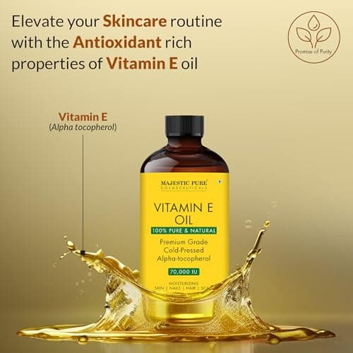 Majestic Pure Vitamin E Oil 4 Oz Vitamin E oil for Skin, Face Oil, Hair Oil and Body Oil- 100% Pure and Natural, 70,000 IU- Cold Pressed Hexane Free Non-GMO Gluten Free Formula - Thumbnail 2