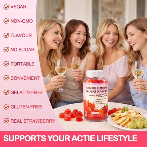 JianQ PH Gummies for Women - Ph Balance Gummies for Women Private Area, Feminine Gummy for Immune & Energy Supplement, Vegan, Gluten-Free, Strawberry Flavor, 60 Count - Thumbnail 5